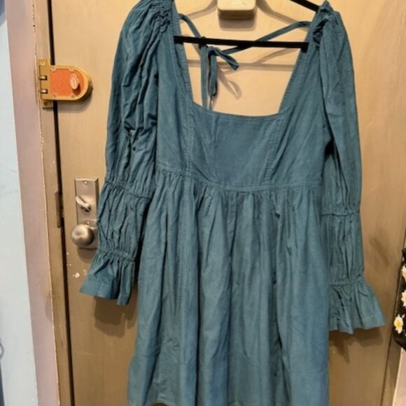 Pilcro Square-Neck Corduroy Babydoll Mini Dress - Picture 14 of 16